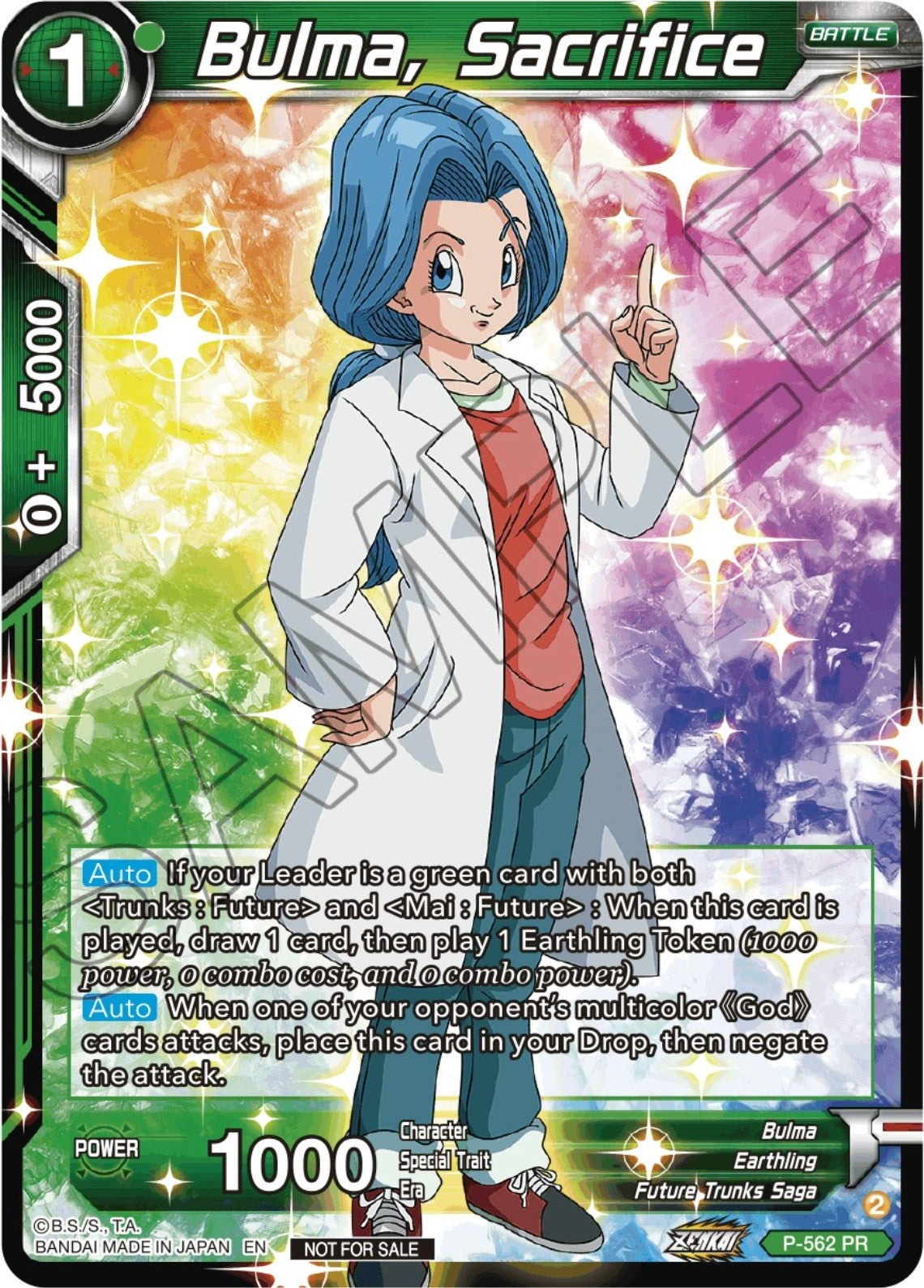Image for Bulma, Sacrifice (Zenkai Series Tournament Pack Vol.6) (P-562) (TPR) - Dragon Ball Super: Masters