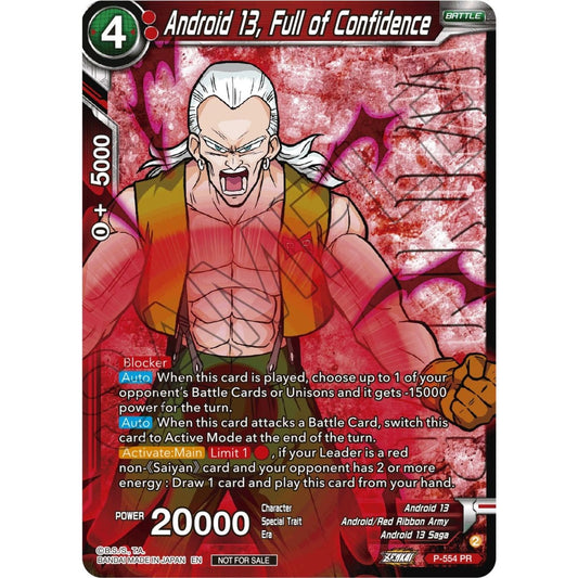 Image for Android 13, Full of Confidence (Zenkai Series Tournament Pack Vol.6) (Winner) (P-554) (TPR) - Dragon Ball Super: Masters