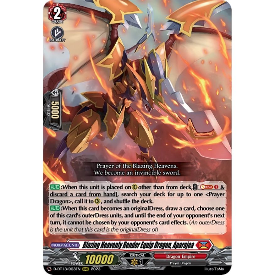 Image for Blazing Heavenly Render Equip Dragon, Aparajea (D-BT13/003EN) (D-BT13) - Cardfight Vanguard