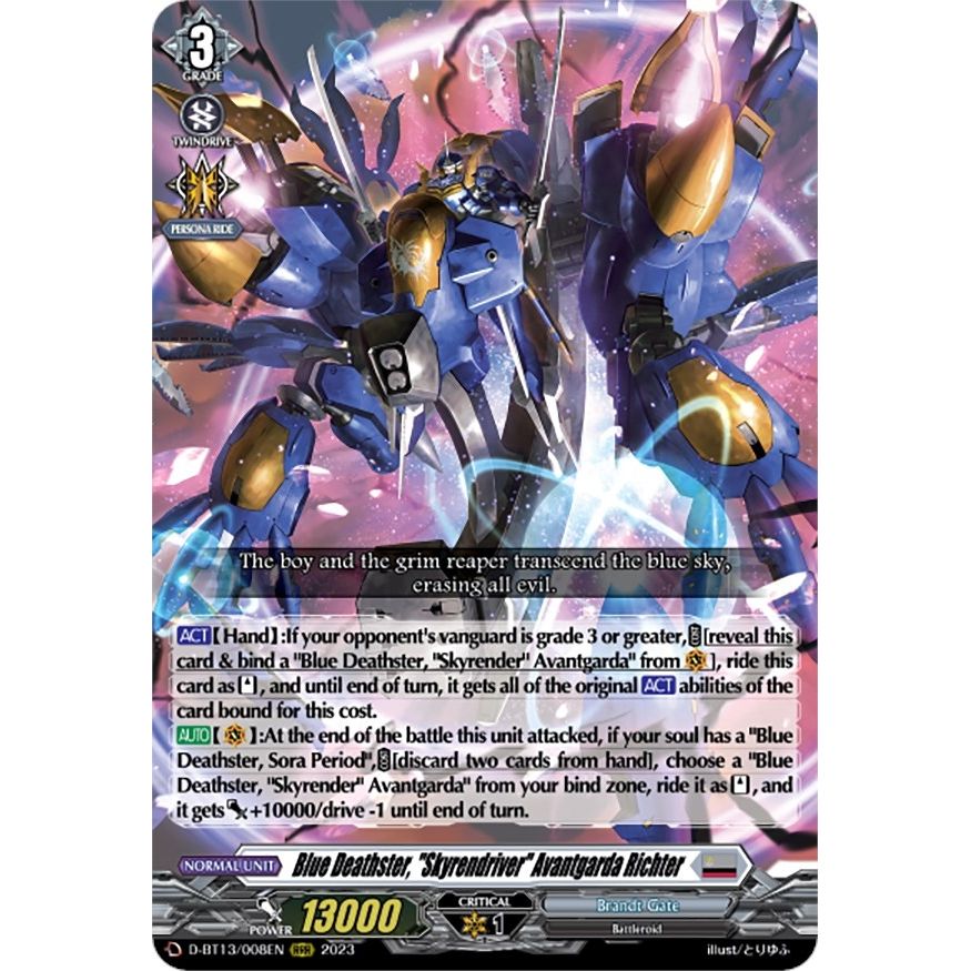 Image for Blue Deathster, "Skyrendriver" Avantgarda Richter (D-BT13/008EN) (D-BT13) - Cardfight Vanguard