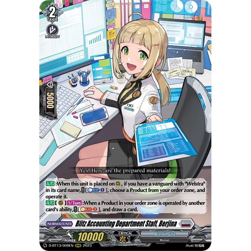 Image for Blitz Accounting Department Staff, Berjina (D-BT13/009EN) (D-BT13) - Cardfight Vanguard