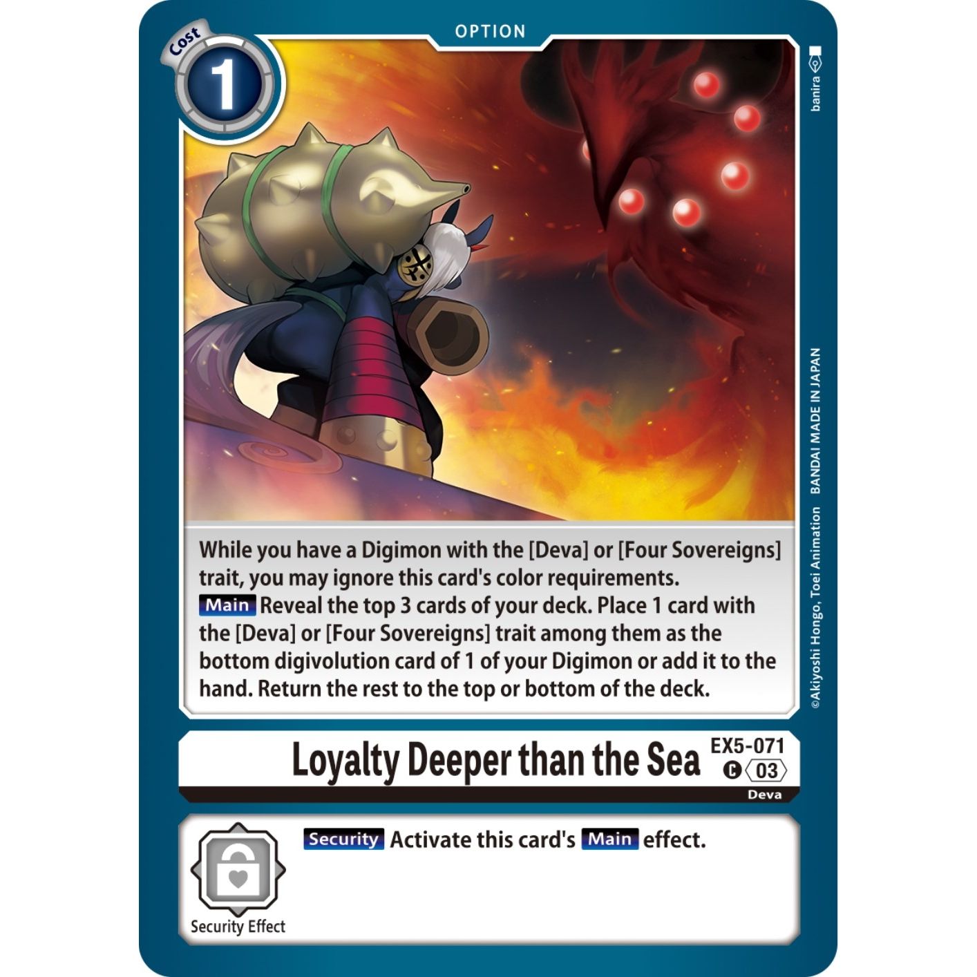 Image for Loyalty Deeper than the Sea (EX5-071 C) (EX05) - Digimon Card Game