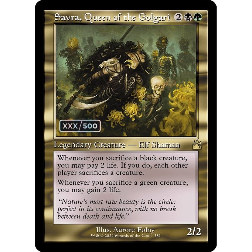 Image for Savra, Queen of the Golgari (Retro Frame) (Serial Numbered) (381) (RVR) - Magic: The Gathering