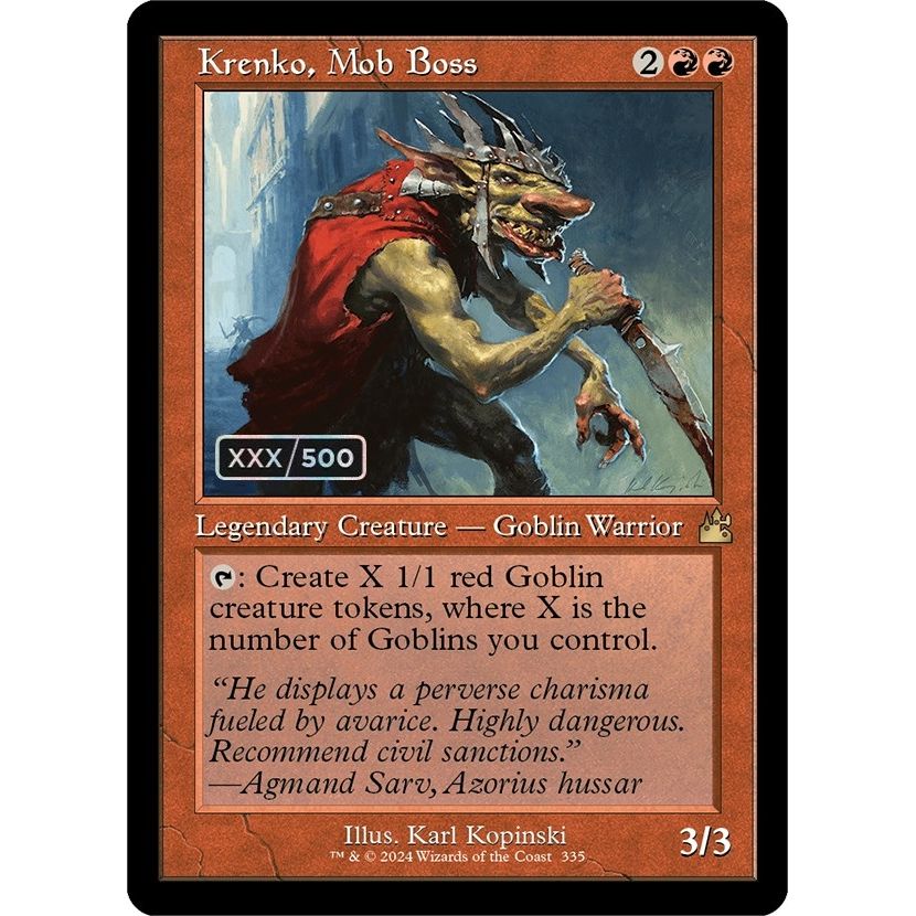 Image for Krenko, Mob Boss (Retro Frame) (Serial Numbered) (335) (RVR) - Magic: The Gathering