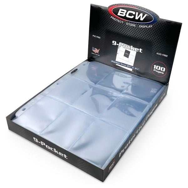 Image for BCW 9-Pocket Protective Pages (100ct.) - Collectible Storage