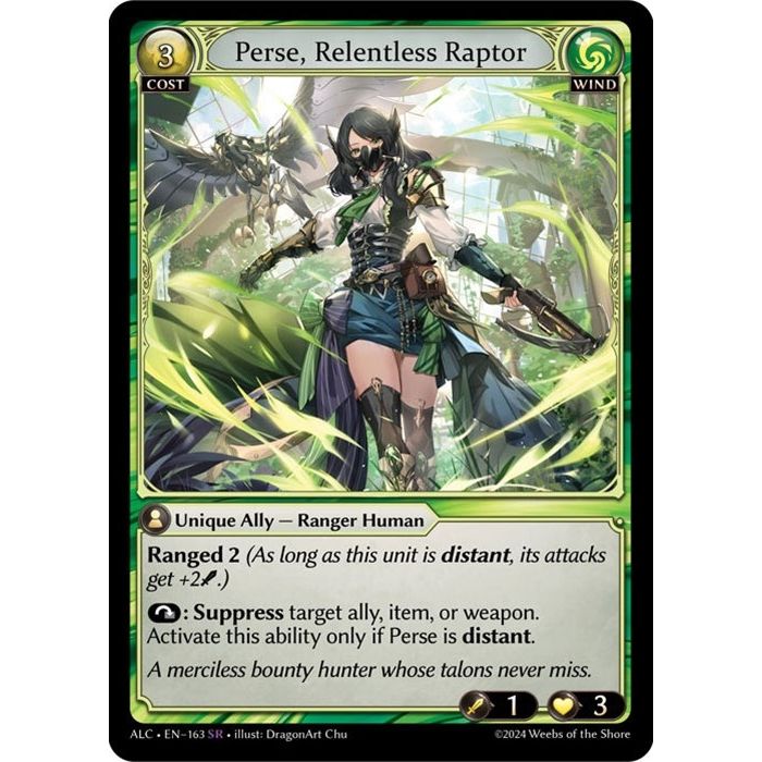 Image for Perse, Relentless Raptor (163) (ALC) - Grand Archive TCG