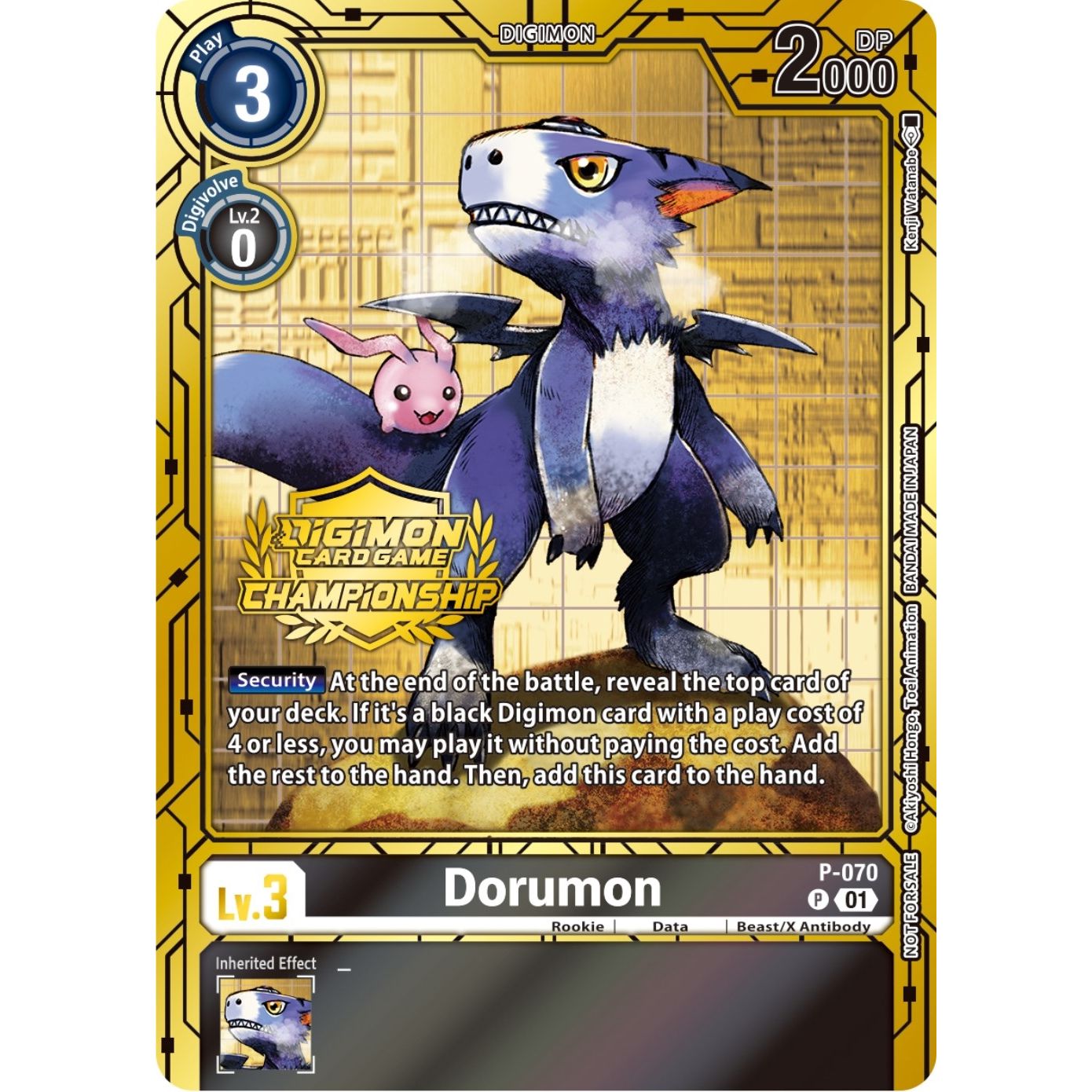 Image for Dorumon - P-070 (Championship 2023 Gold Card Set) (P-070 P) (D-PR) - Digimon Card Game