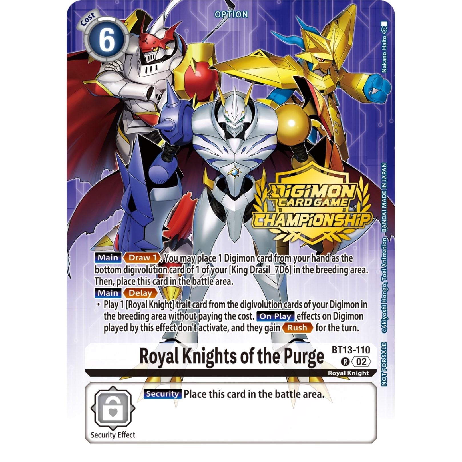 Image for Royal Knights of the Purge (Championship 2023 Tamers Pack) (BT13-110 R) (BT13) - Digimon Card Game