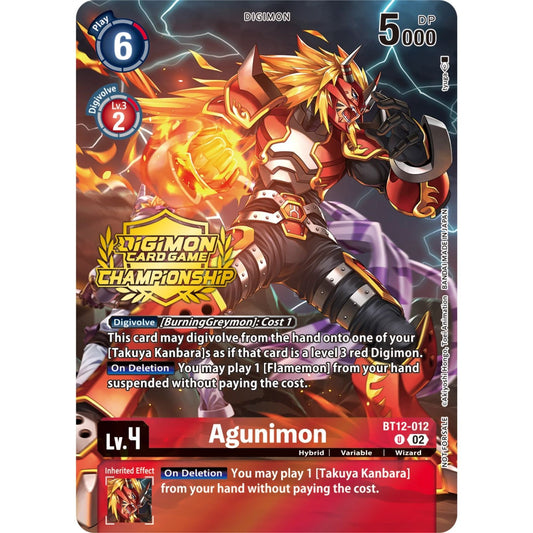 Image for Agunimon (Championship 2023 Tamers Pack) (BT12-012 U) (BT12) - Digimon Card Game