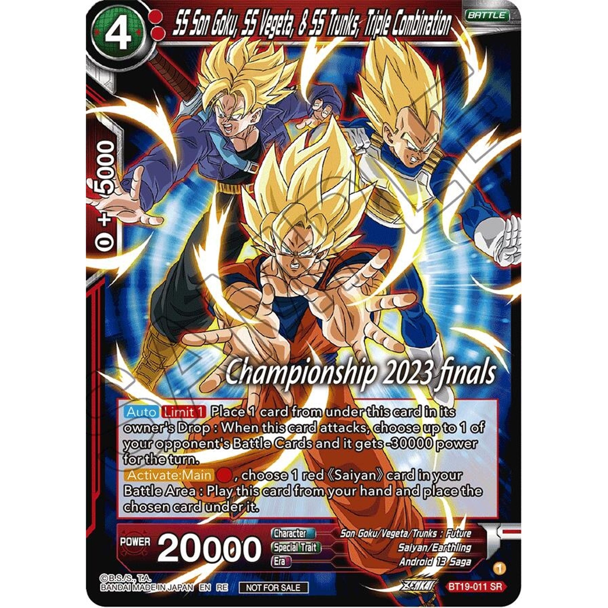 Image for SS Son Goku, SS Vegeta, & SS Trunks, Triple Combination (2023 Championship Finals Celebration Pack) (BT19-011) (TPR) - Dragon Ball Super: Masters