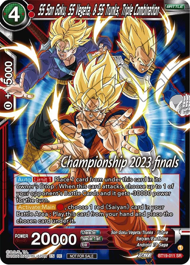 Image for SS Son Goku, SS Vegeta, & SS Trunks, Triple Combination (2023 Championship Finals Celebration Pack) (BT19-011) (TPR) - Dragon Ball Super: Masters
