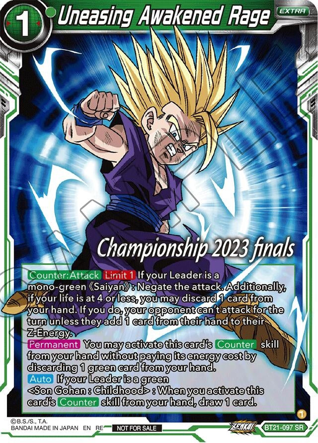Image for Uneasing Awakened Rage (2023 Championship Finals Celebration Pack) (BT21-097) (TPR) - Dragon Ball Super: Masters