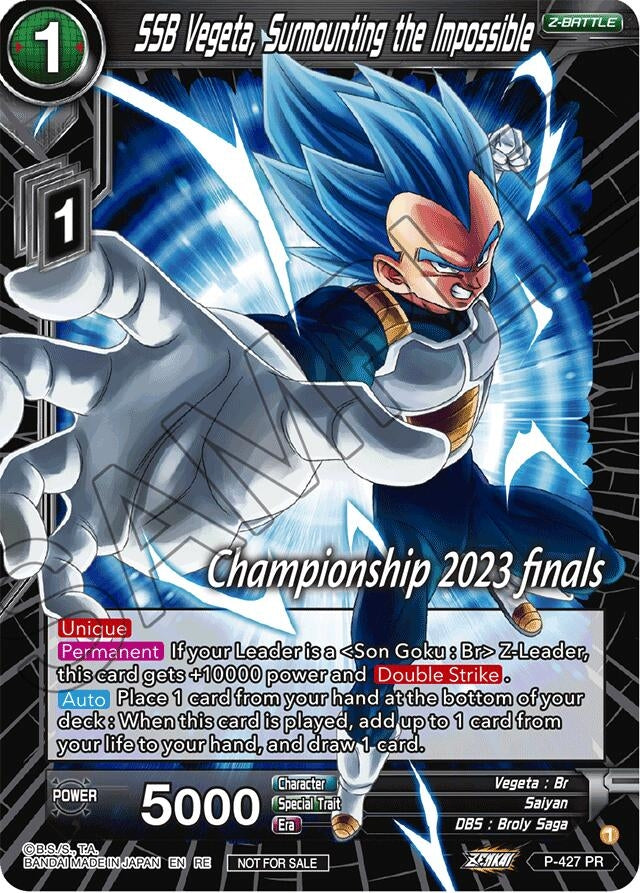 Image for SSB Vegeta, Surmounting the Impossible (2023 Championship Finals Celebration Pack) (P-427) (TPR) - Dragon Ball Super: Masters