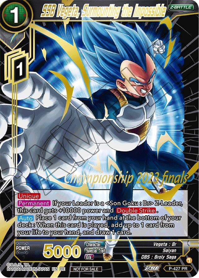 Image for SSB Vegeta, Surmounting the Impossible (2023 Championship Finals Celebration Pack Deluxe Set) (P-427) (TPR) - Dragon Ball Super: Masters