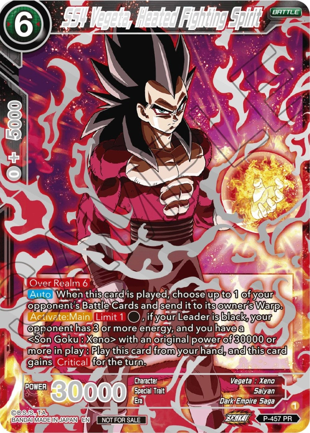 Image for SS4 Vegeta, Heated Fighting Spirit (Championship 2023 Reward Alternate Art Card Set) (Holo) (P-457) (TPR) - Dragon Ball Super: Masters