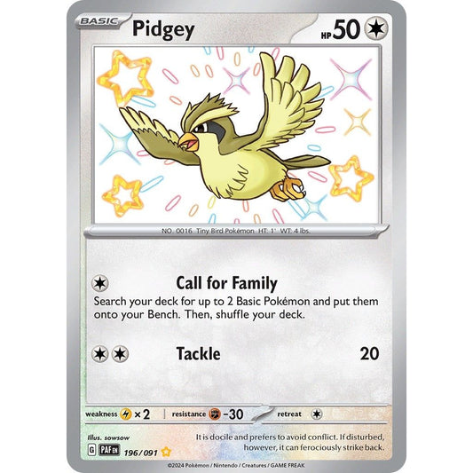 Image for Pidgey (196/091) (PAF) - Pokemon