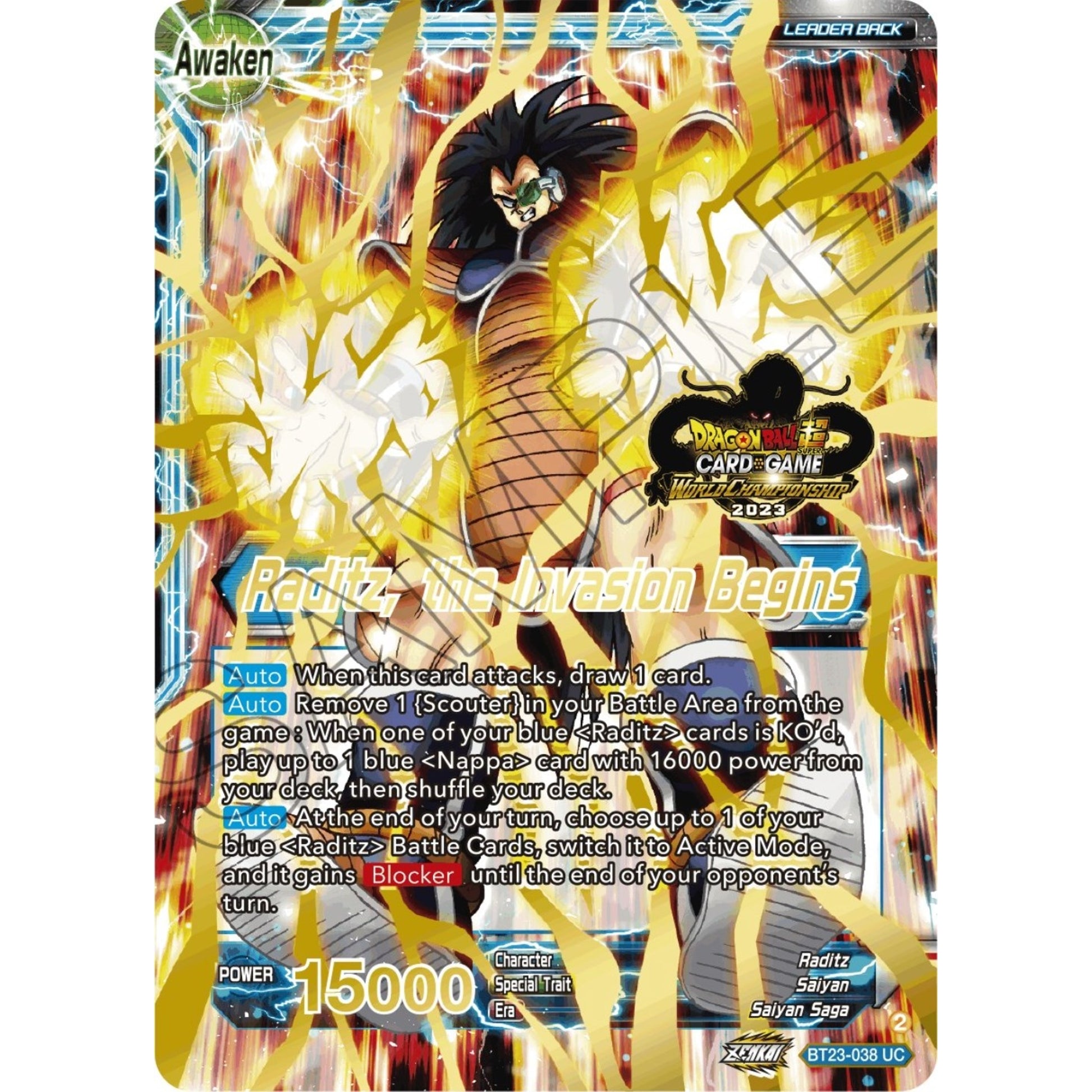 Image for Raditz // Raditz, the Invasion Begins (2023 Worlds ZENKAI 06 Leader Set) (BT23-038) (TPR) - Dragon Ball Super: Masters