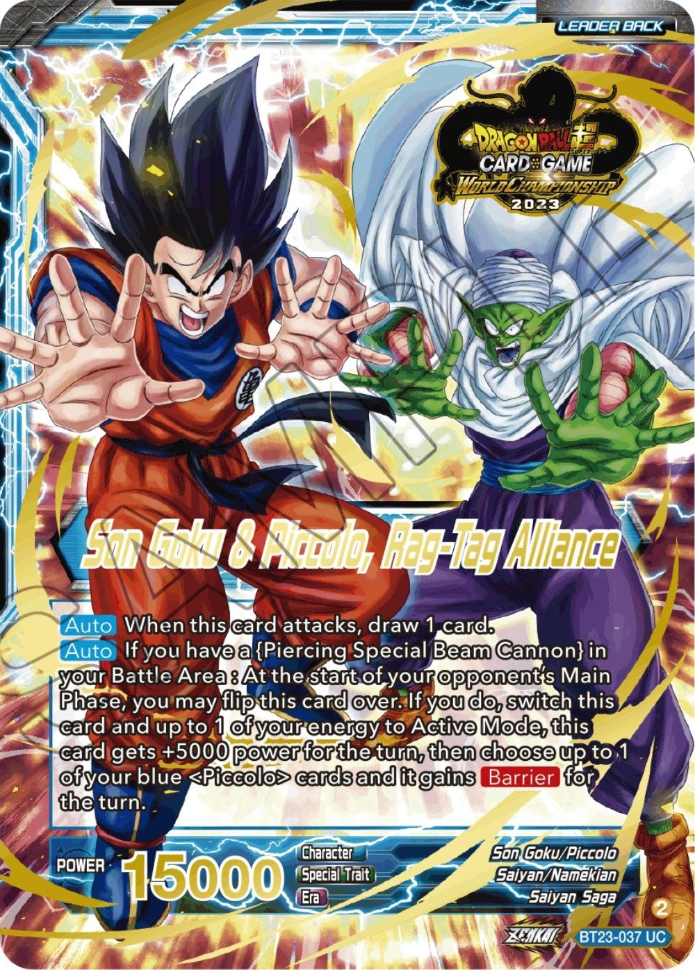 Image for Son Goku // Son Goku & Piccolo, Rag-Tag Alliance (2023 Worlds ZENKAI 06 Leader Set) (BT23-037) (TPR) - Dragon Ball Super: Masters