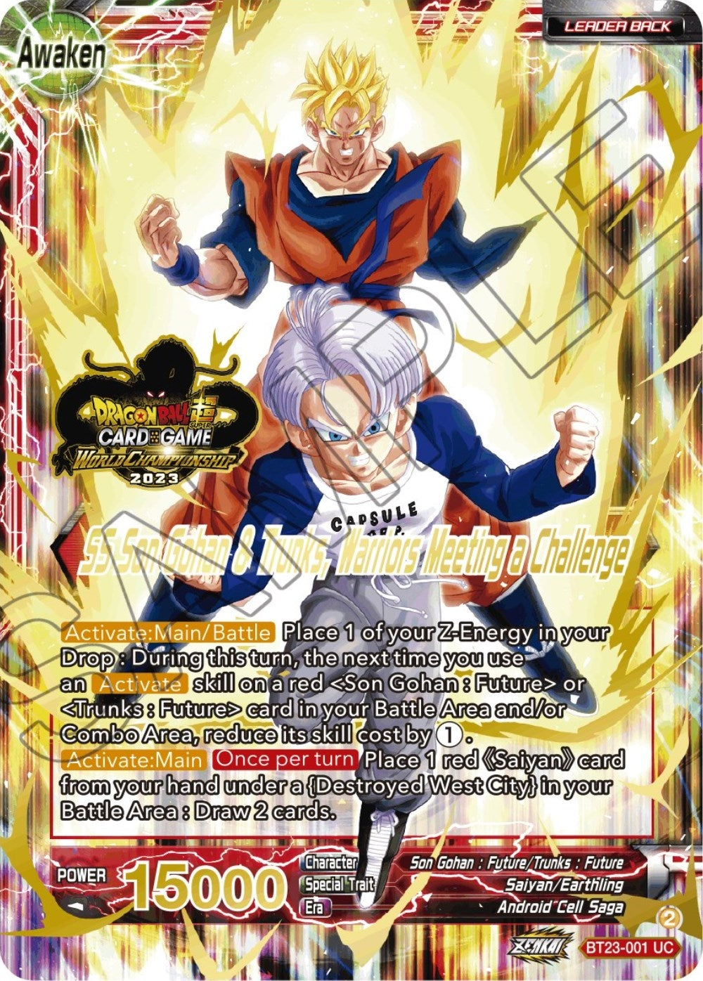 Image for Son Gohan & Trunks // SS Son Gohan & Trunks, Warriors Meeting a Challenge (2023 Worlds ZENKAI 06 Leader Set) (BT23-001) (TPR) - Dragon Ball Super: Masters