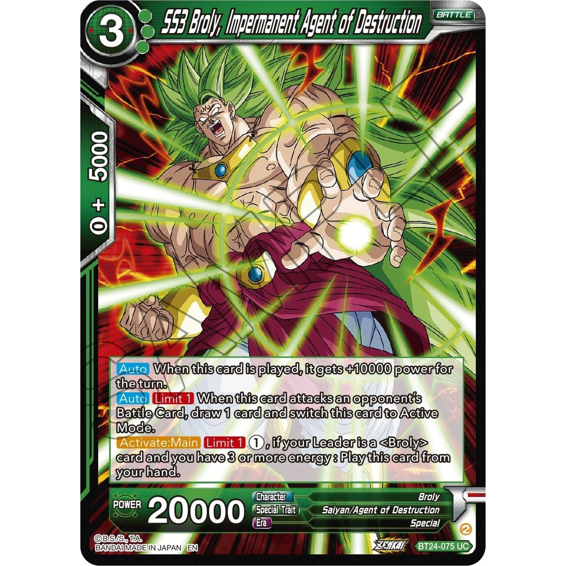 Image for SS3 Broly, Impermanent Agent of Destruction (BT24-075) (BT24) - Dragon Ball Super: Masters