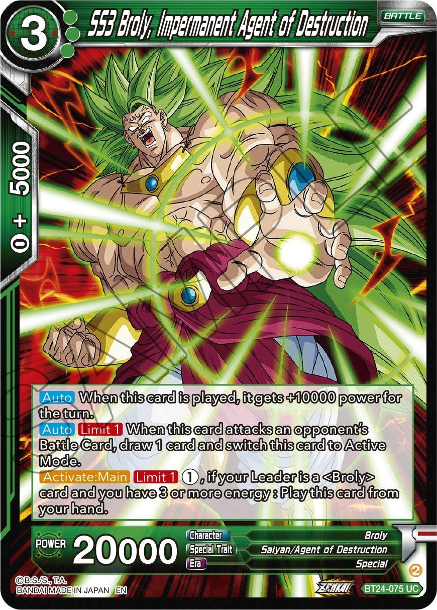 Image for SS3 Broly, Impermanent Agent of Destruction (BT24-075) (BT24) - Dragon Ball Super: Masters