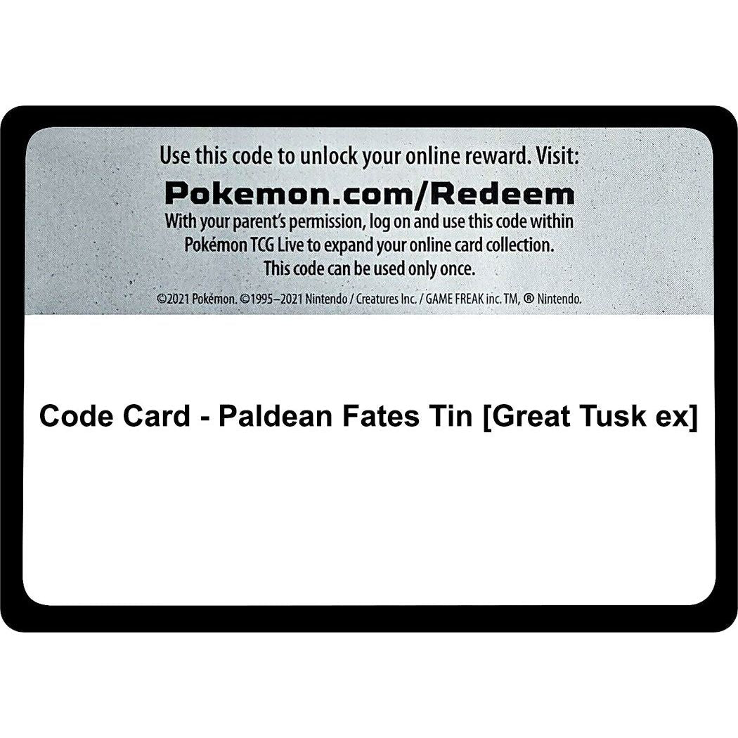 Image for Code Card - Paldean Fates Tin [Great Tusk ex] (PAF) - Pokemon