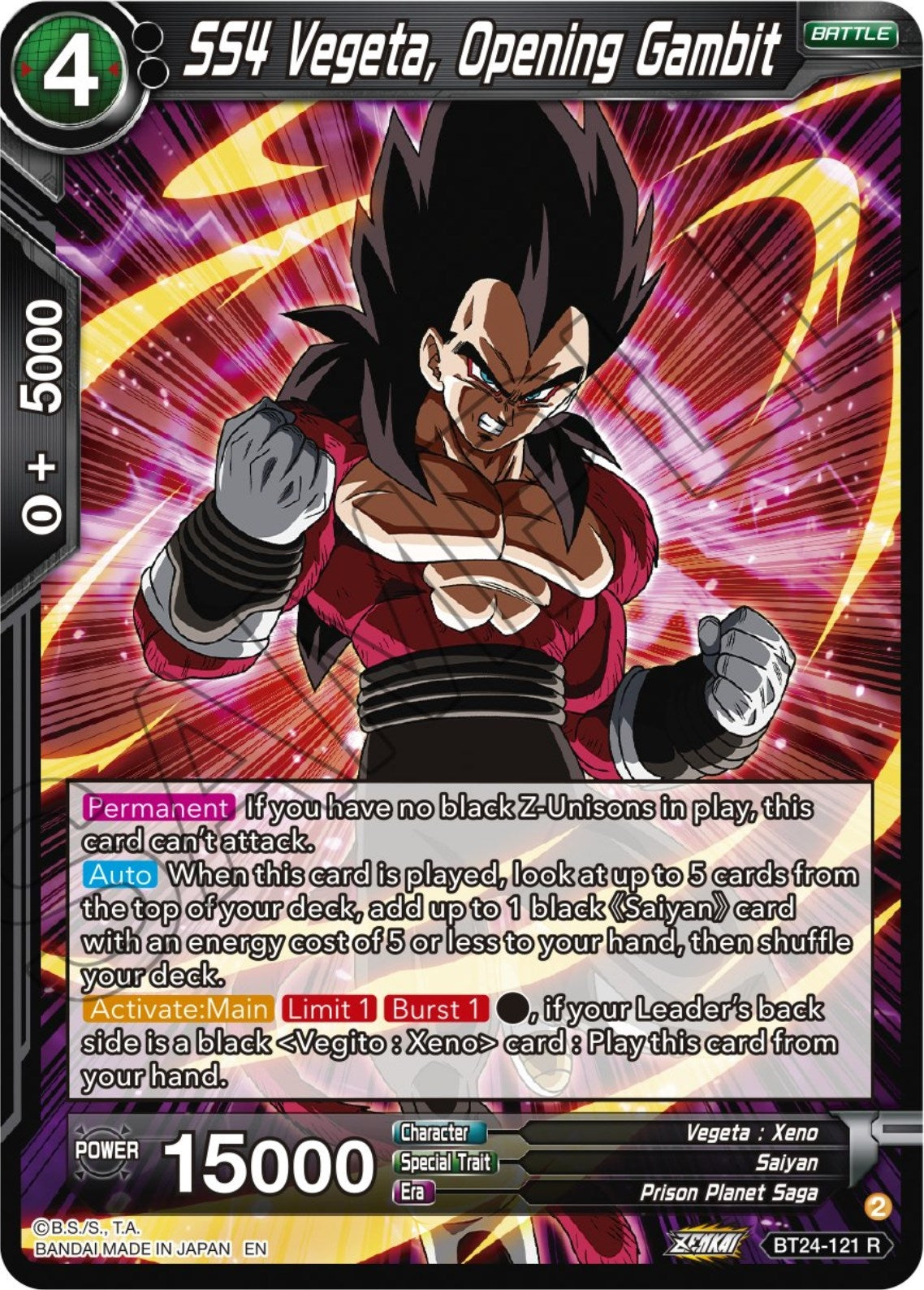 Image for SS4 Vegeta, Opening Gambit (BT24-121) (BT24) - Dragon Ball Super: Masters