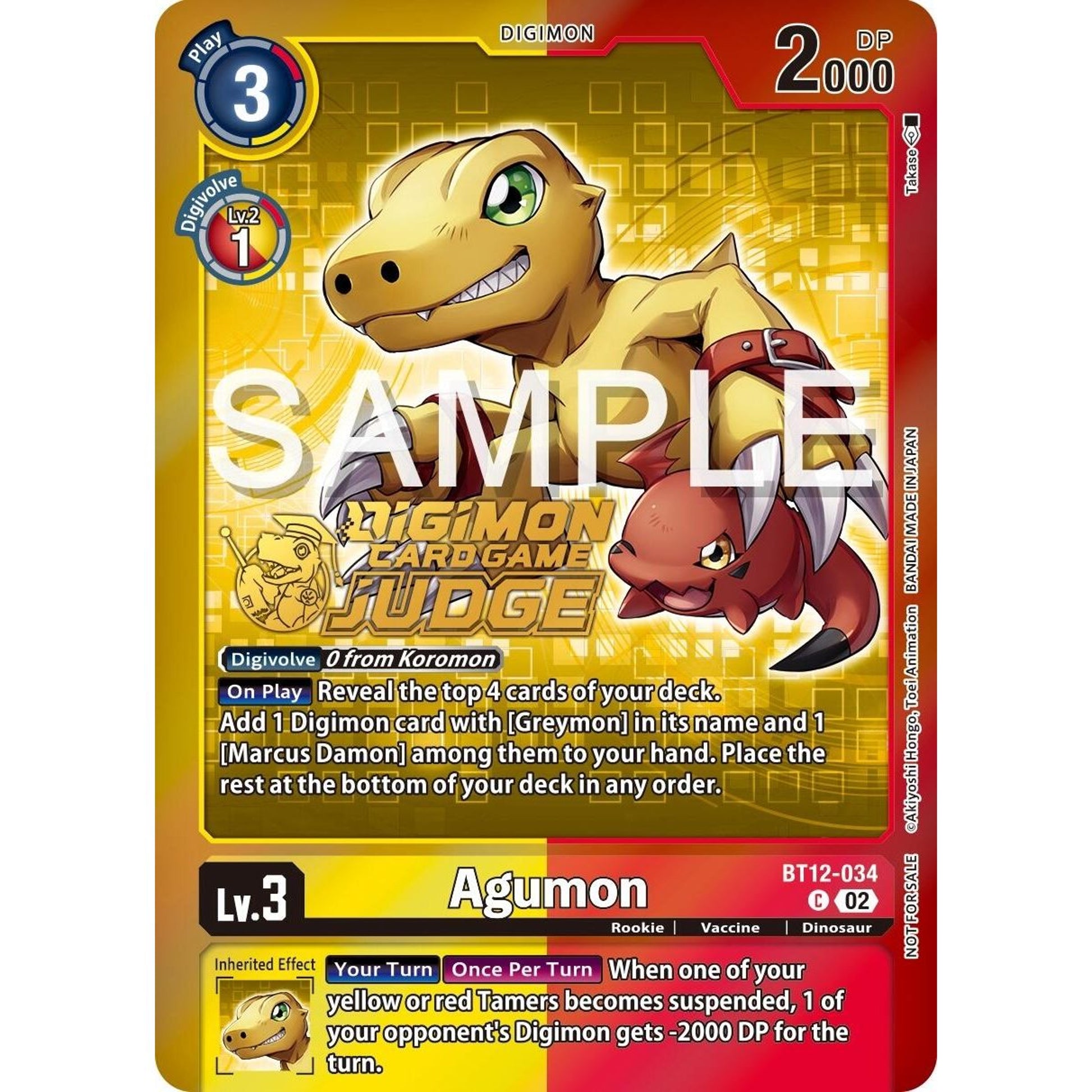Image for Agumon - BT12-034 (Judge Pack 5) (BT12-034 C) (BT12) - Digimon Card Game