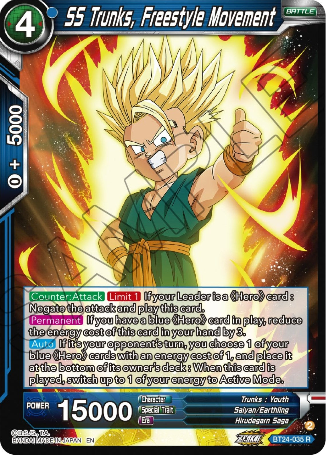 Image for SS Trunks, Freestyle Movement (BT24-035) (BT24) - Dragon Ball Super: Masters