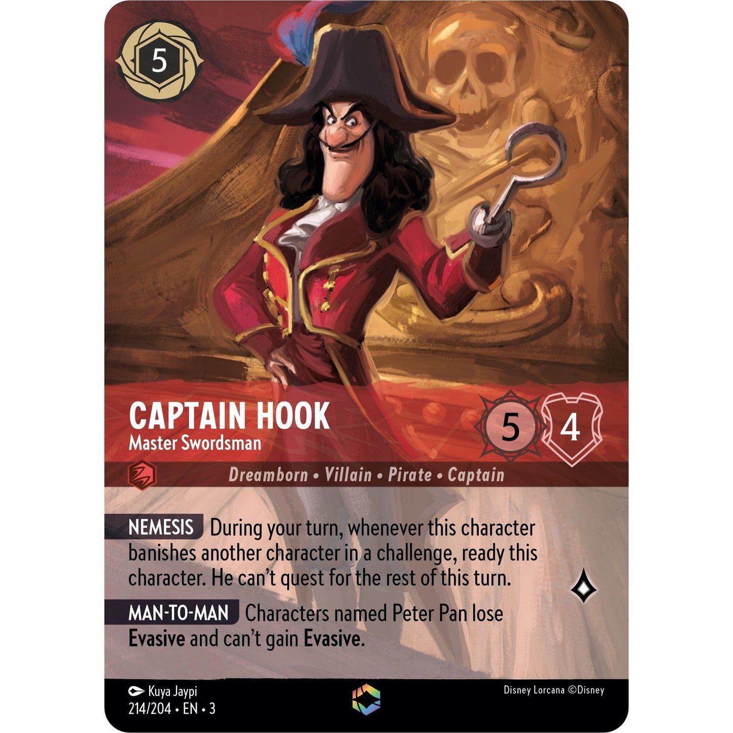 Image for Captain Hook - Master Swordsman (Enchanted) (214/204) (3) - Disney Lorcana