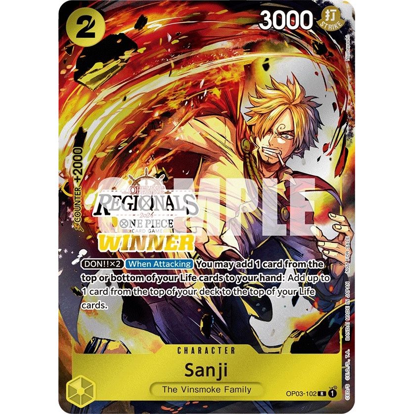 Image for Sanji (Offline Regional 2024) [Winner] (OP03-102) (OP-PR) - One Piece Card Game