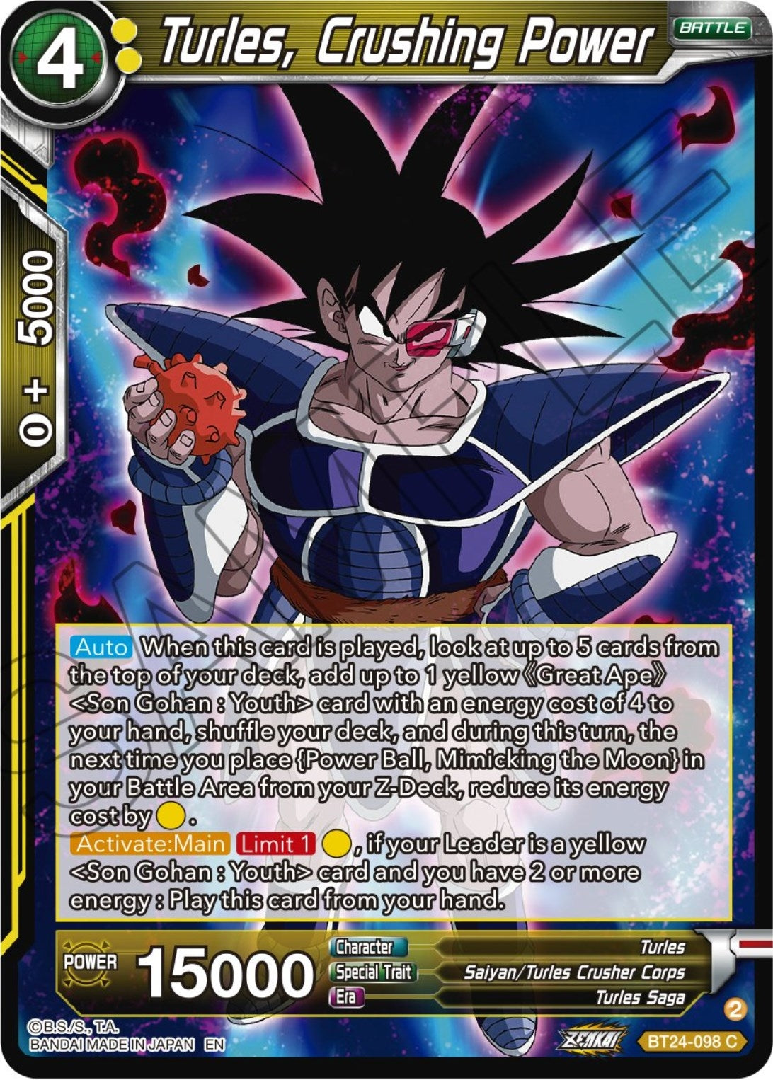 Image for Turles, Crushing Power (BT24-098) (BT24) - Dragon Ball Super: Masters