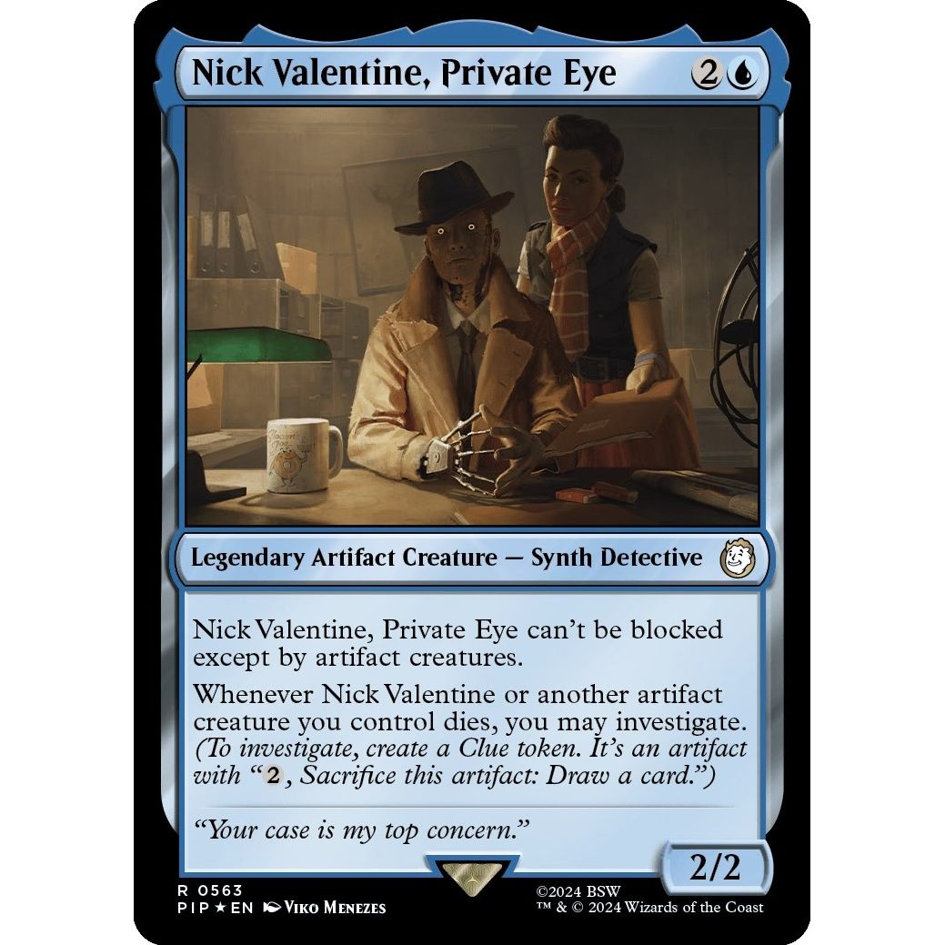 Image for Nick Valentine, Private Eye (Surge Foil) (563) (PIP) - Magic: The Gathering