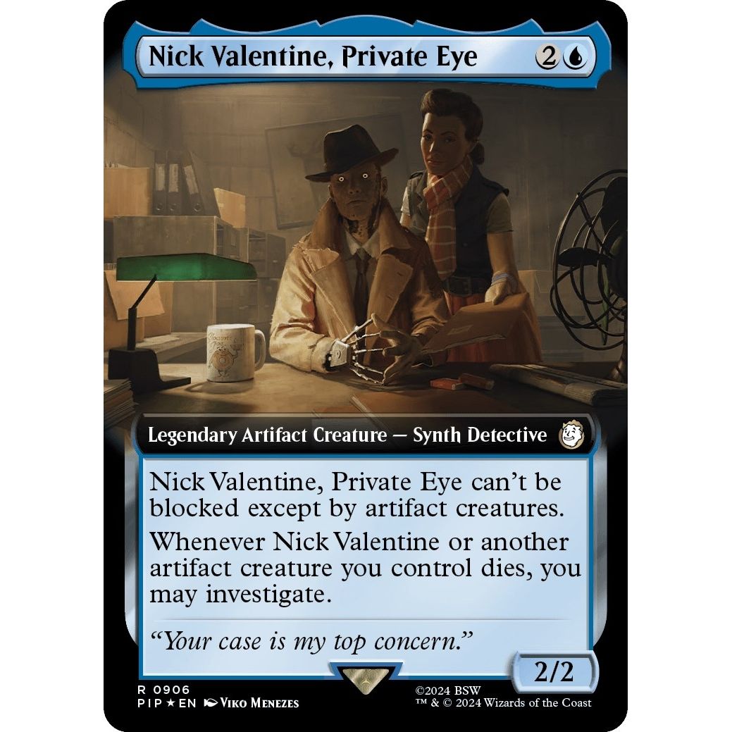 Image for Nick Valentine, Private Eye (Extended Art) (Surge Foil) (906) (PIP) - Magic: The Gathering