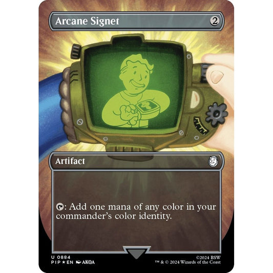Image for Arcane Signet (Borderless) (Surge Foil) (884) (PIP) - Magic: The Gathering
