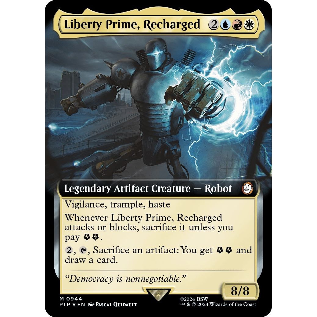 Image for Liberty Prime, Recharged (Extended Art) (Surge Foil) (944) (PIP) - Magic: The Gathering