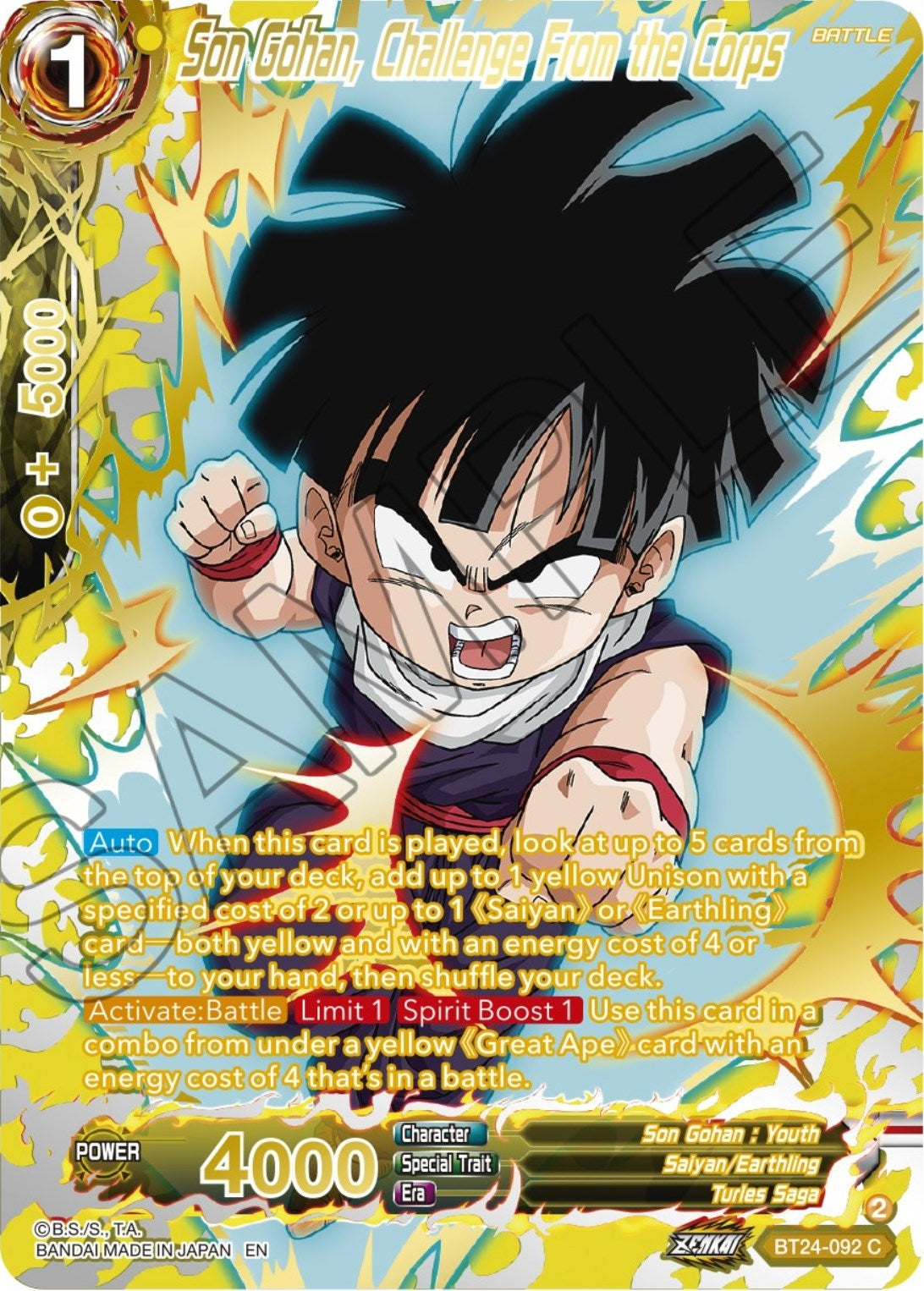 Image for Son Gohan, Challenge From the Corps (Collector Booster Gold) (BT24-092) (BT24) - Dragon Ball Super: Masters