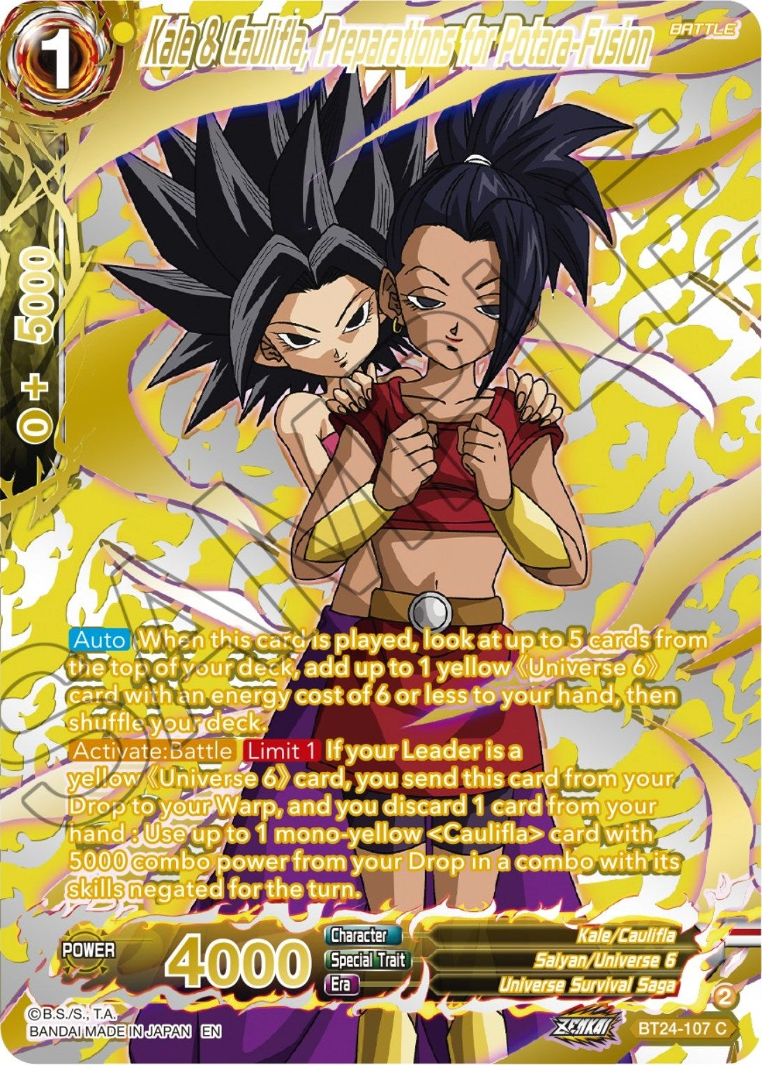 Image for Kale & Caulifla, Preparations for Potara-Fusion (Collector Booster Gold) (BT24-107) (BT24) - Dragon Ball Super: Masters