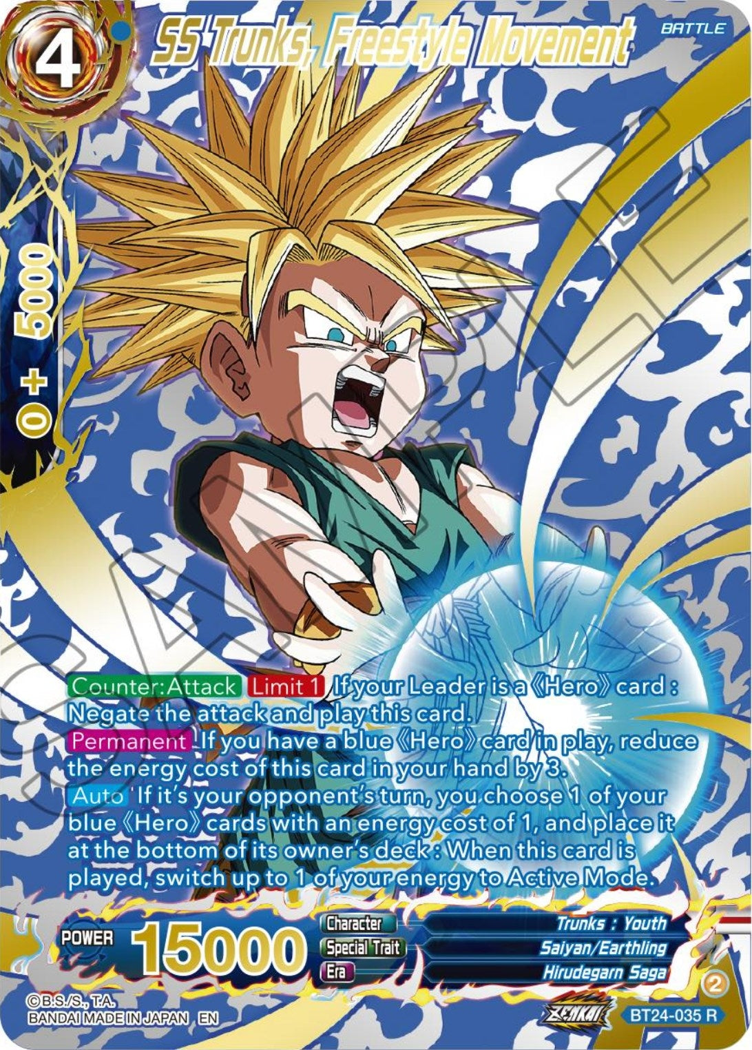 Image for SS Trunks, Freestyle Movement (Collector Booster Gold) (BT24-035) (BT24) - Dragon Ball Super: Masters