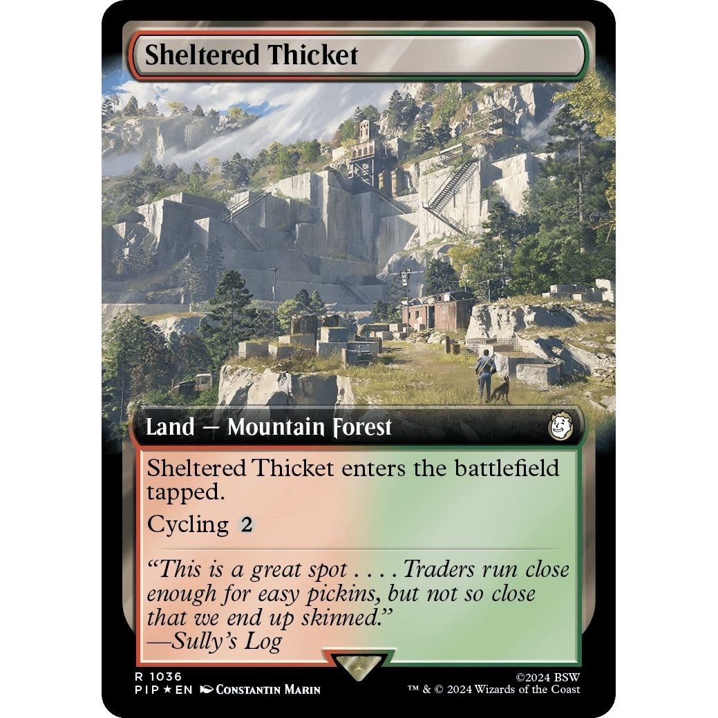 Image for Sheltered Thicket (Extended Art) (Surge Foil) (1036) (PIP) - Magic: The Gathering