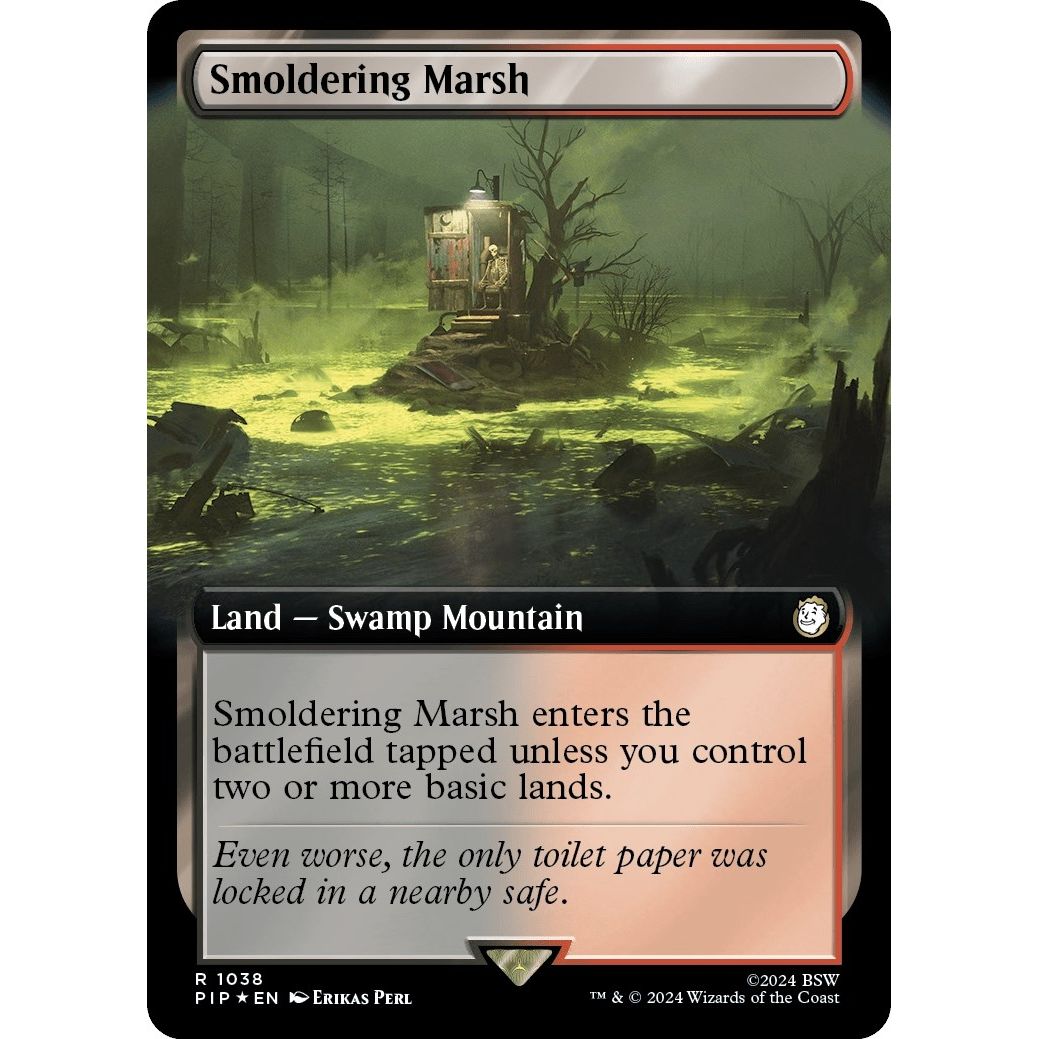 Image for Smoldering Marsh (Extended Art) (Surge Foil) (1038) (PIP) - Magic: The Gathering