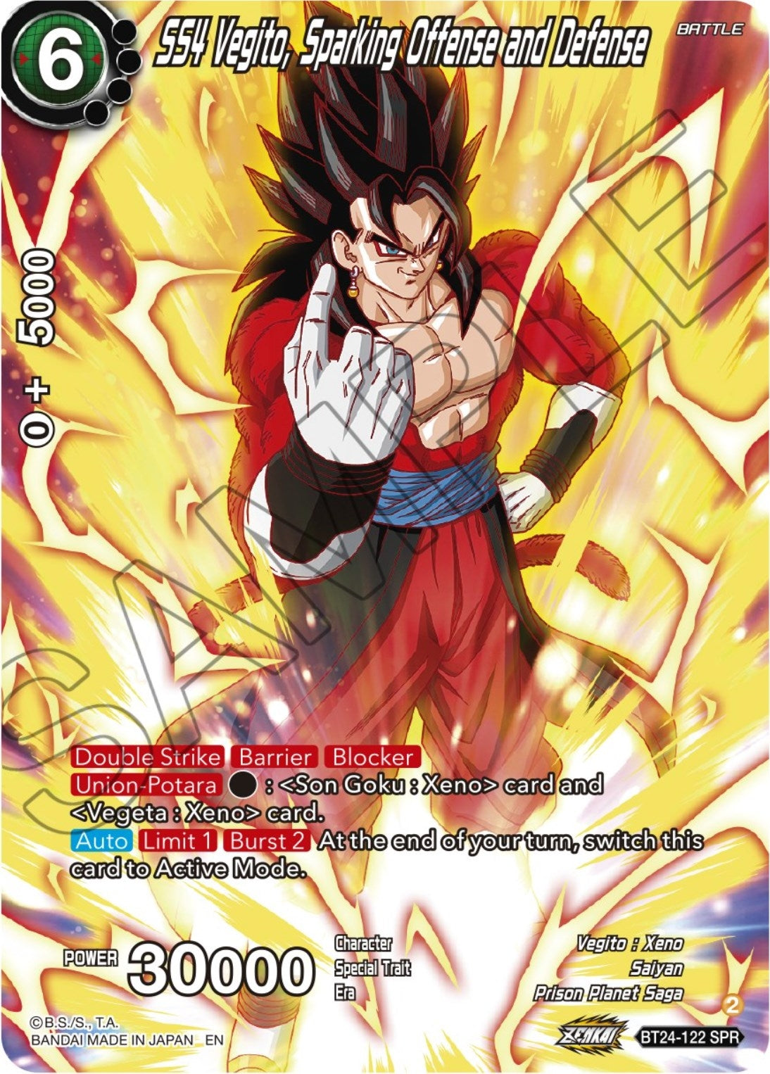 Image for SS4 Vegito, Sparking Offense and Defense (SPR) (BT24-122) (BT24) - Dragon Ball Super: Masters