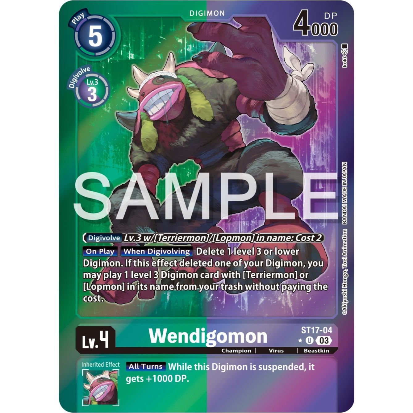 Image for Wendigomon (Advanced Deck Set Double Typhoon Secret Pack) (ST17-04 U) (ST-17) - Digimon Card Game
