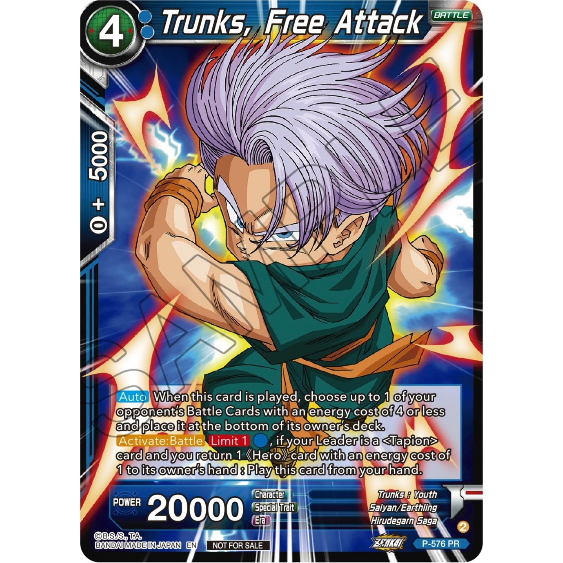 Image for Trunks, Free Attack (Zenkai Series Tournament Pack Vol.7) (P-576) (TPR) - Dragon Ball Super: Masters