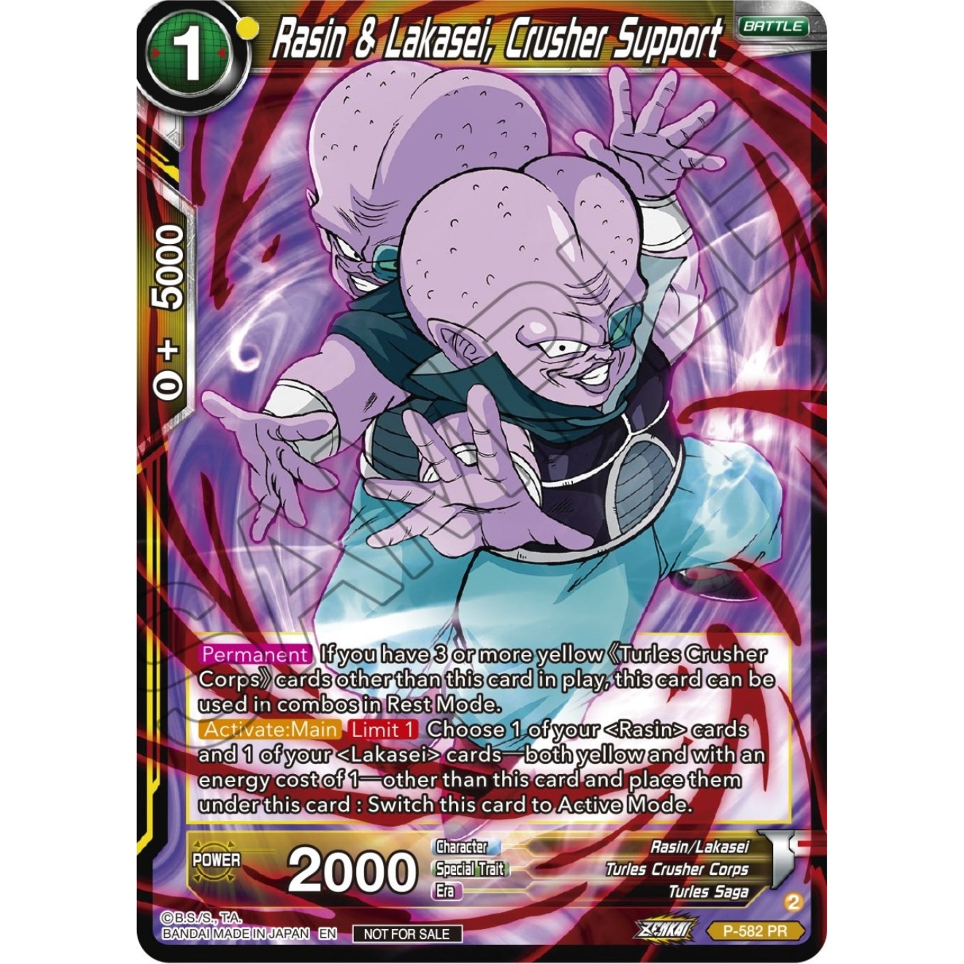 Image for Rasin & Lakasei, Crusher Support (Zenkai Series Tournament Pack Vol.7) (P-582) (TPR) - Dragon Ball Super: Masters