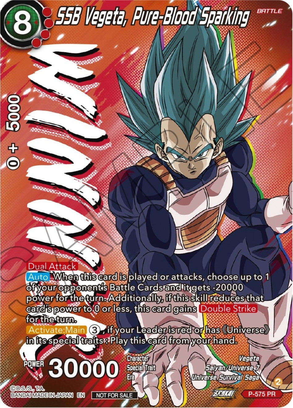 Image for SSB Vegeta, Pure-Blood Sparking (Zenkai Series Tournament Pack Vol.7) (Winner) (P-575) (TPR) - Dragon Ball Super: Masters