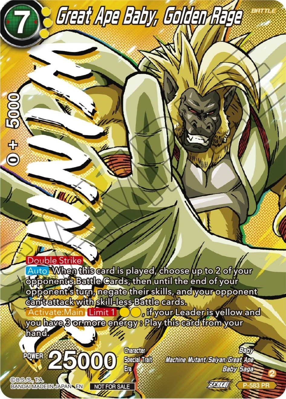 Image for Great Ape Baby, Golden Rage (Zenkai Series Tournament Pack Vol.7) (Winner) (P-583) (TPR) - Dragon Ball Super: Masters