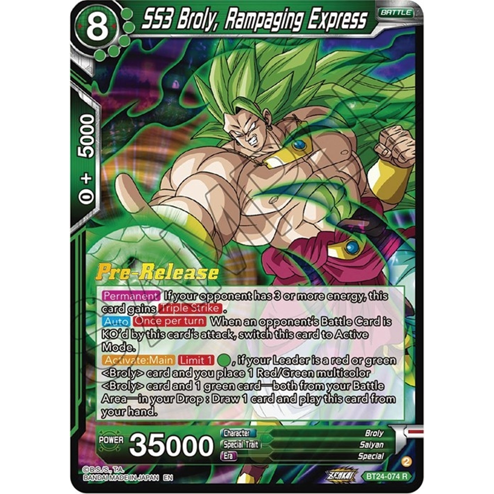Image for SS3 Broly, Rampaging Express (BT24-074) (BT24_PR) - Dragon Ball Super: Masters