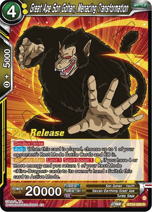 Image for Great Ape Son Gohan, Menacing Transformation (BT24-089) (BT24_PR) - Dragon Ball Super: Masters