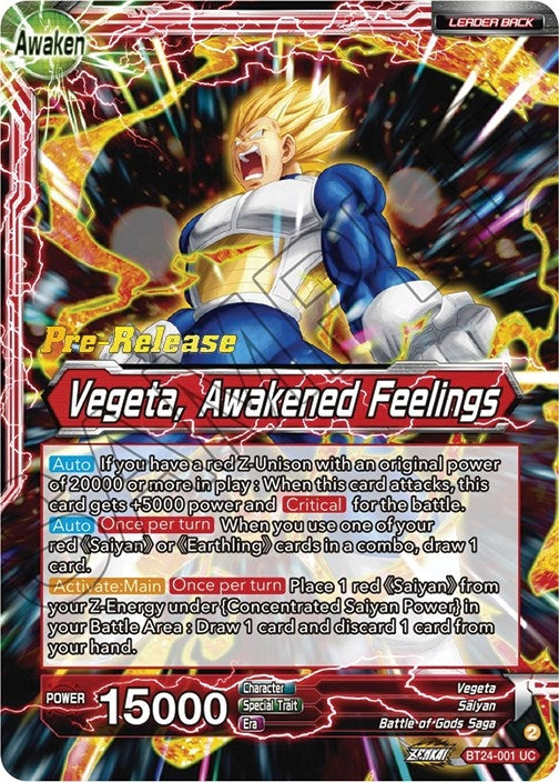Image for Vegeta // Vegeta, Awakened Feelings (BT24-001) (BT24_PR) - Dragon Ball Super: Masters